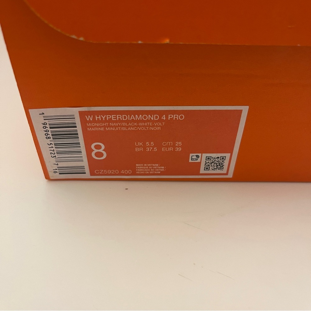 Nike Hyperdiamond 4 PRO Metal Softball Cleats - White Navy CZ5920-400 Women’s 8 - Picture 9 of 10